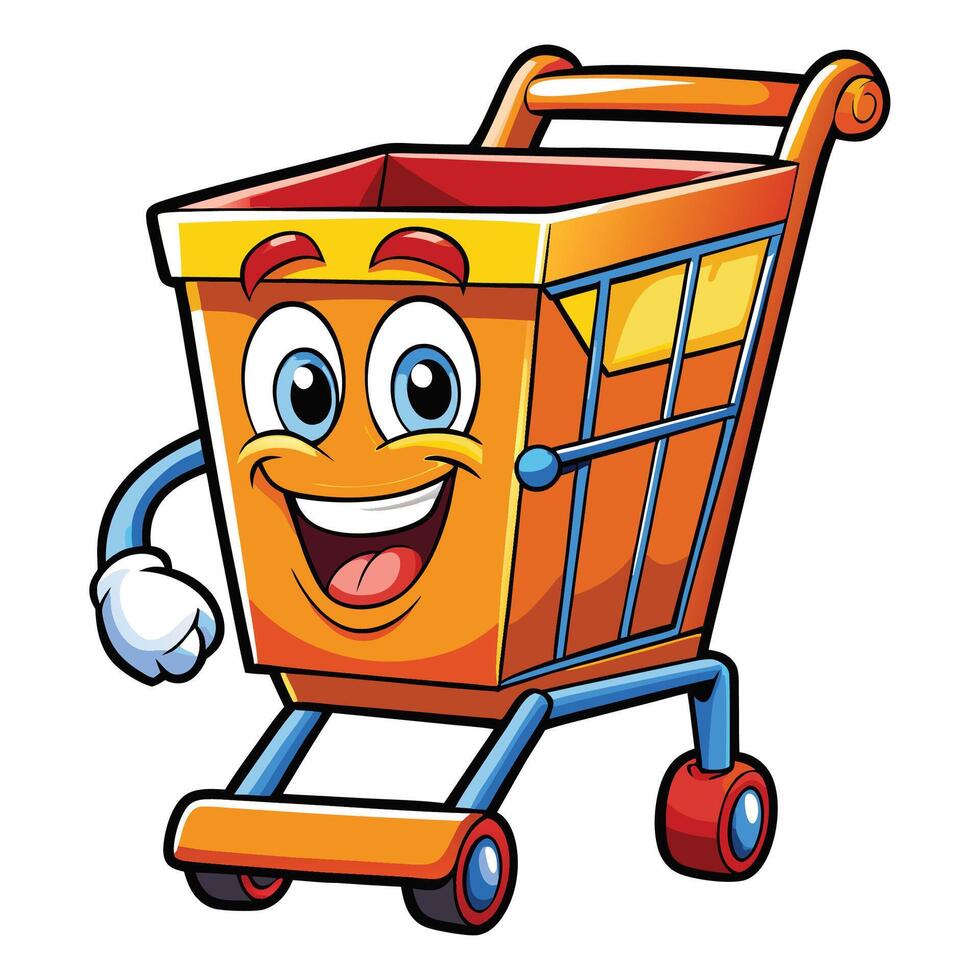 cartoon shopping cart illustration vector
