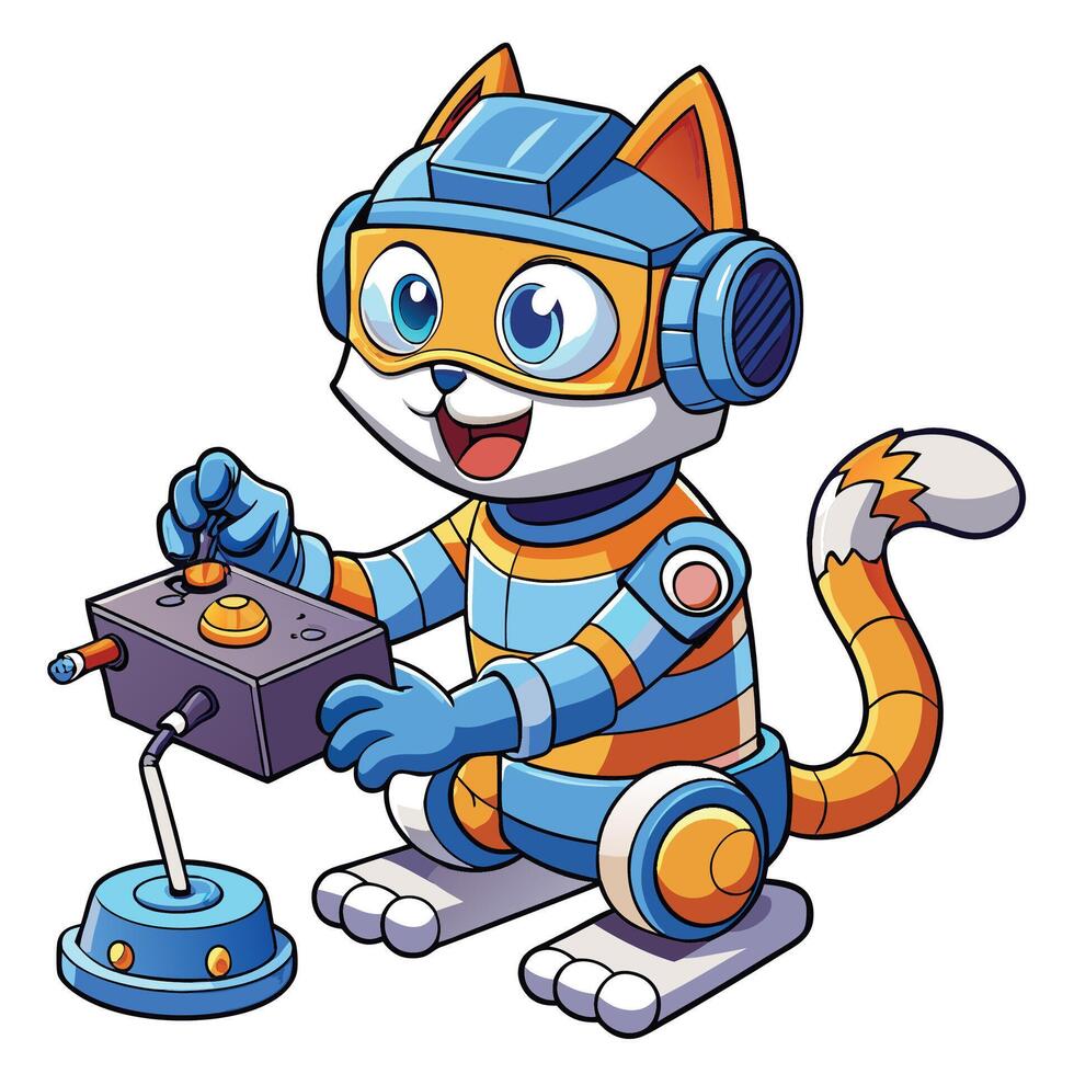 a cartoon cat playing with a remote control vector