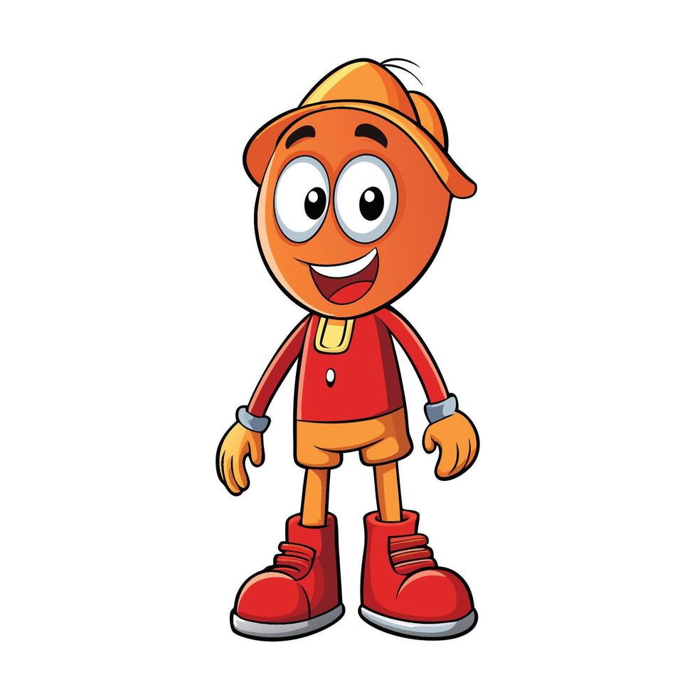 a cartoon orange character wearing a hat and shoes vector