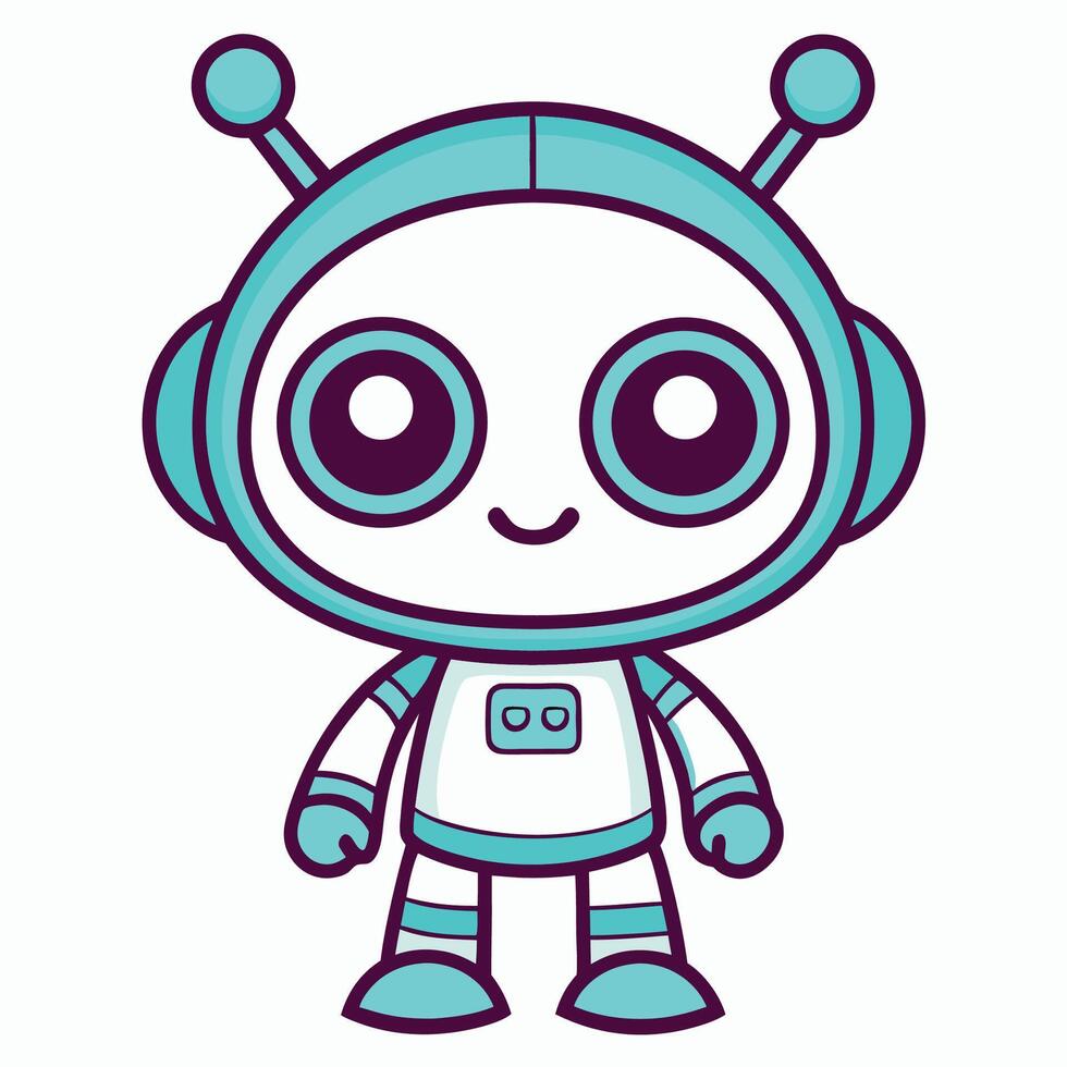 cute robot white background illustration white background vector
