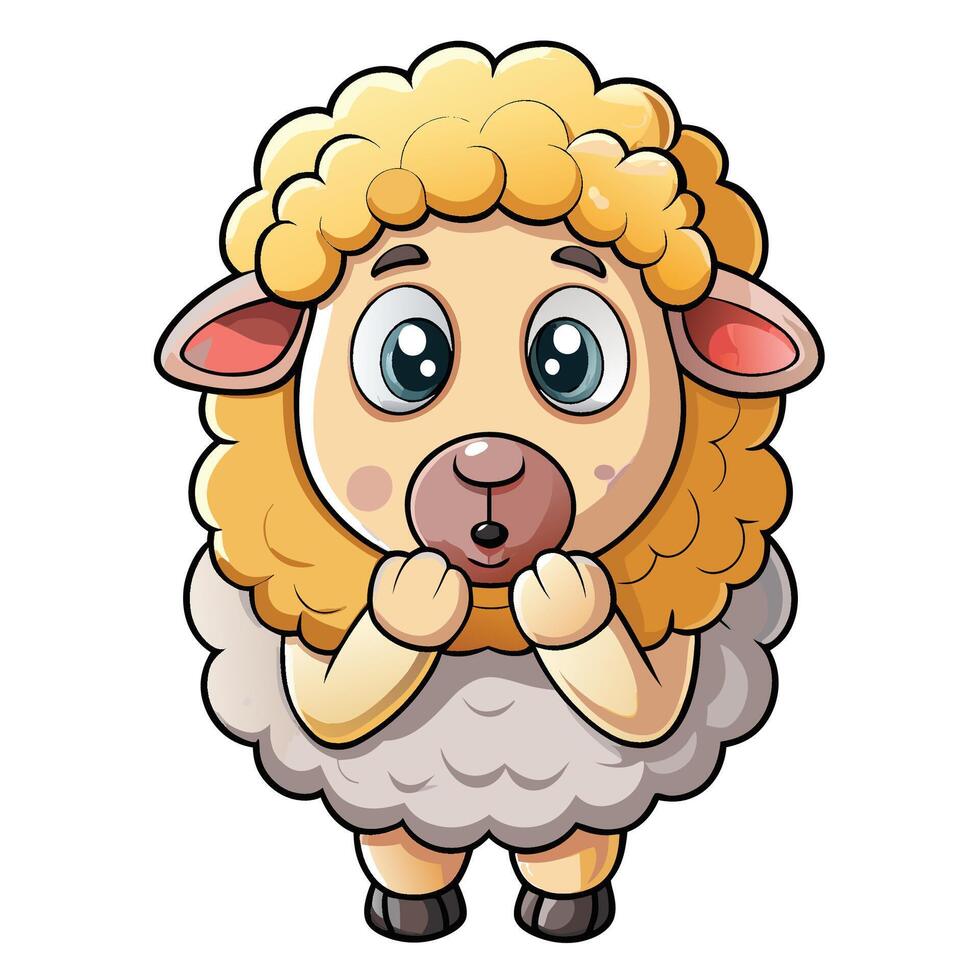 cute sheep cartoon character white background illustration vector