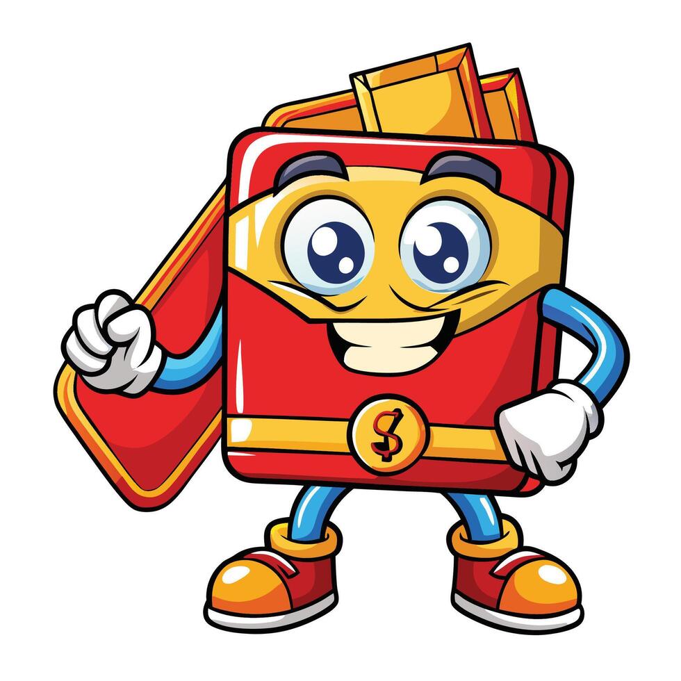 a cartoon red book character holding a dollar sign vector