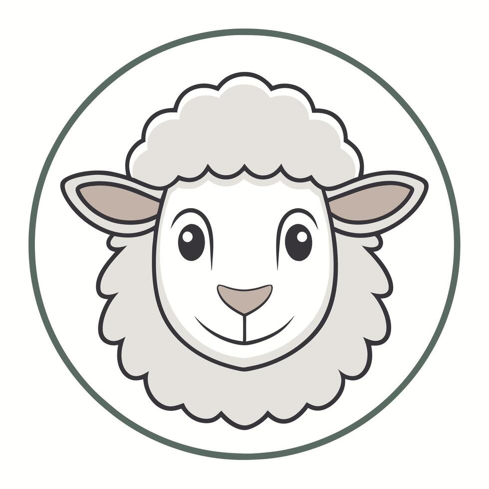 a sheep face in a circle on a white background vector