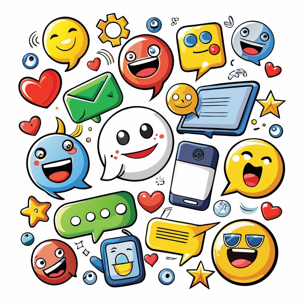 cartoon smiley faces and emoticons on a white background vector