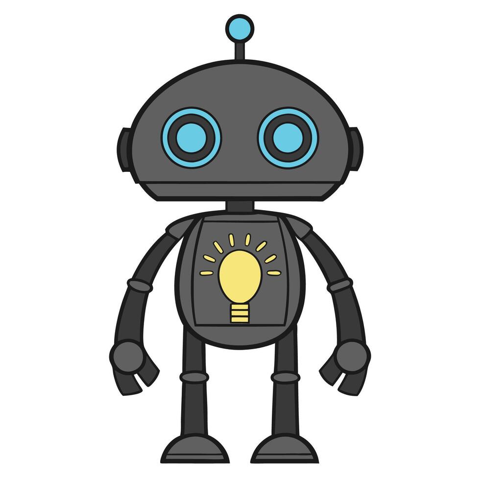 a robot with a light bulb on its head vector