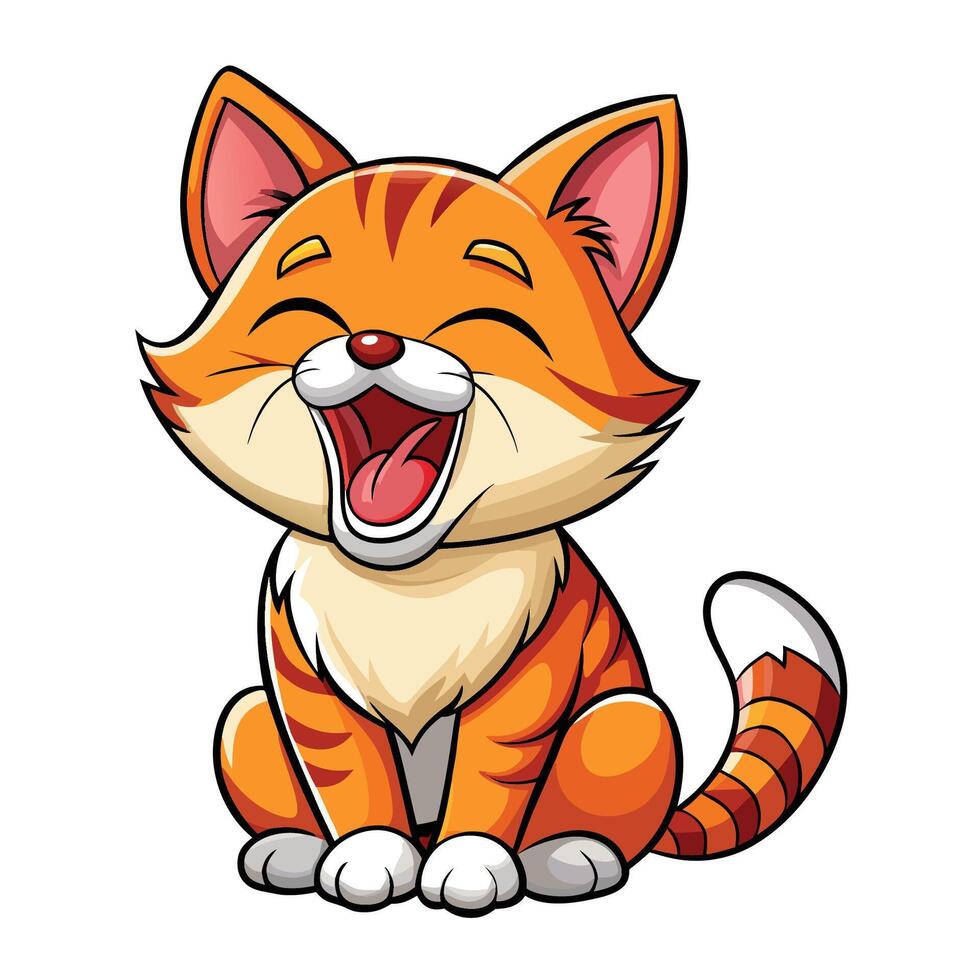 a cartoon cat laughing and smiling vector