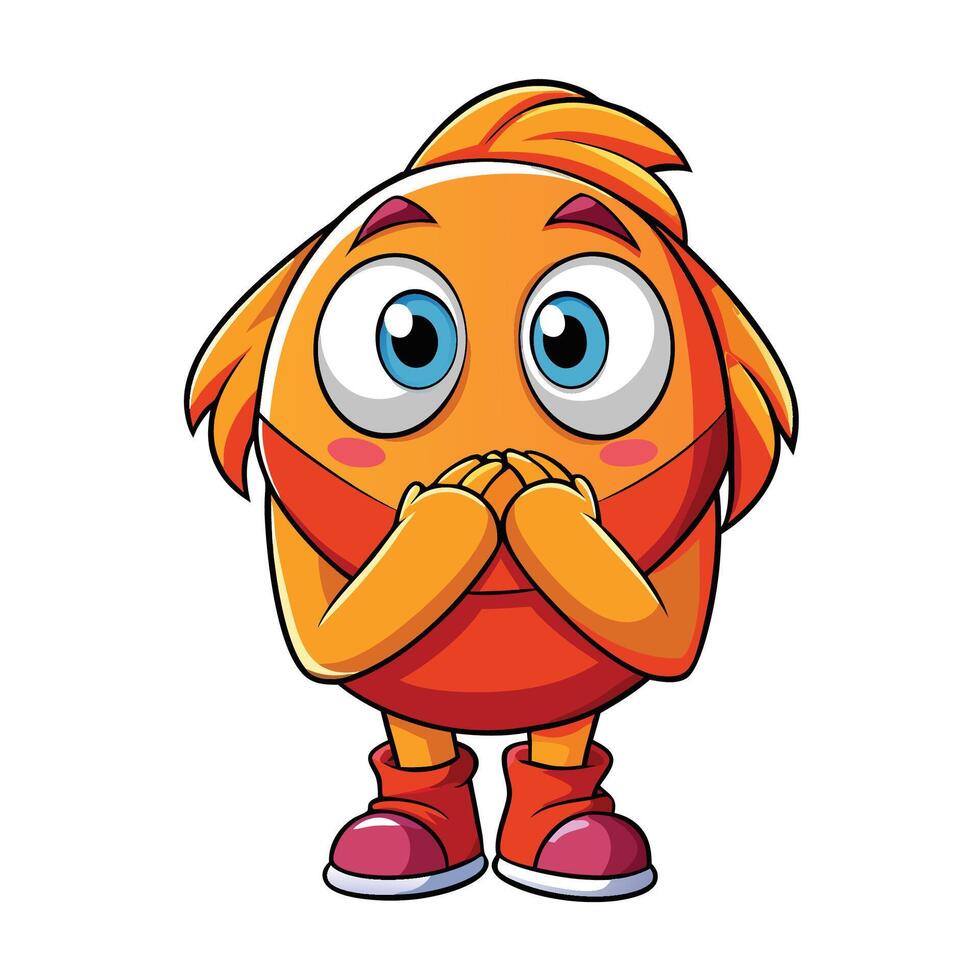 a cartoon orange monster with a sad face vector