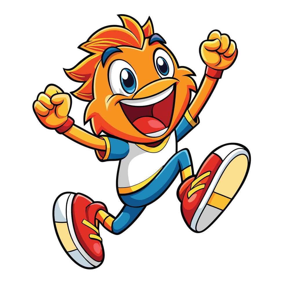 a cartoon orange monster running with his arms outstretched vector