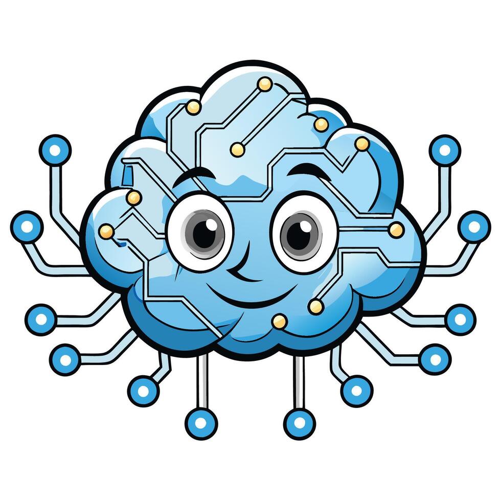 a cloud with a circuit board on it vector