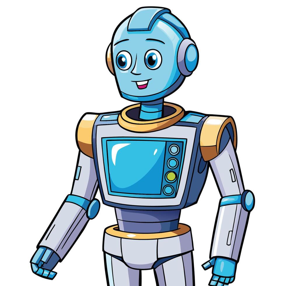cartoon robot white background illustration white background white background vector