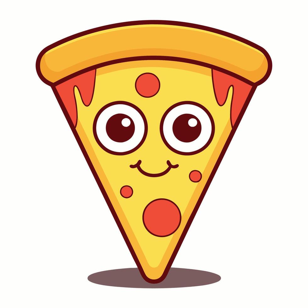 a cartoon slice of pizza with eyes and a smile vector