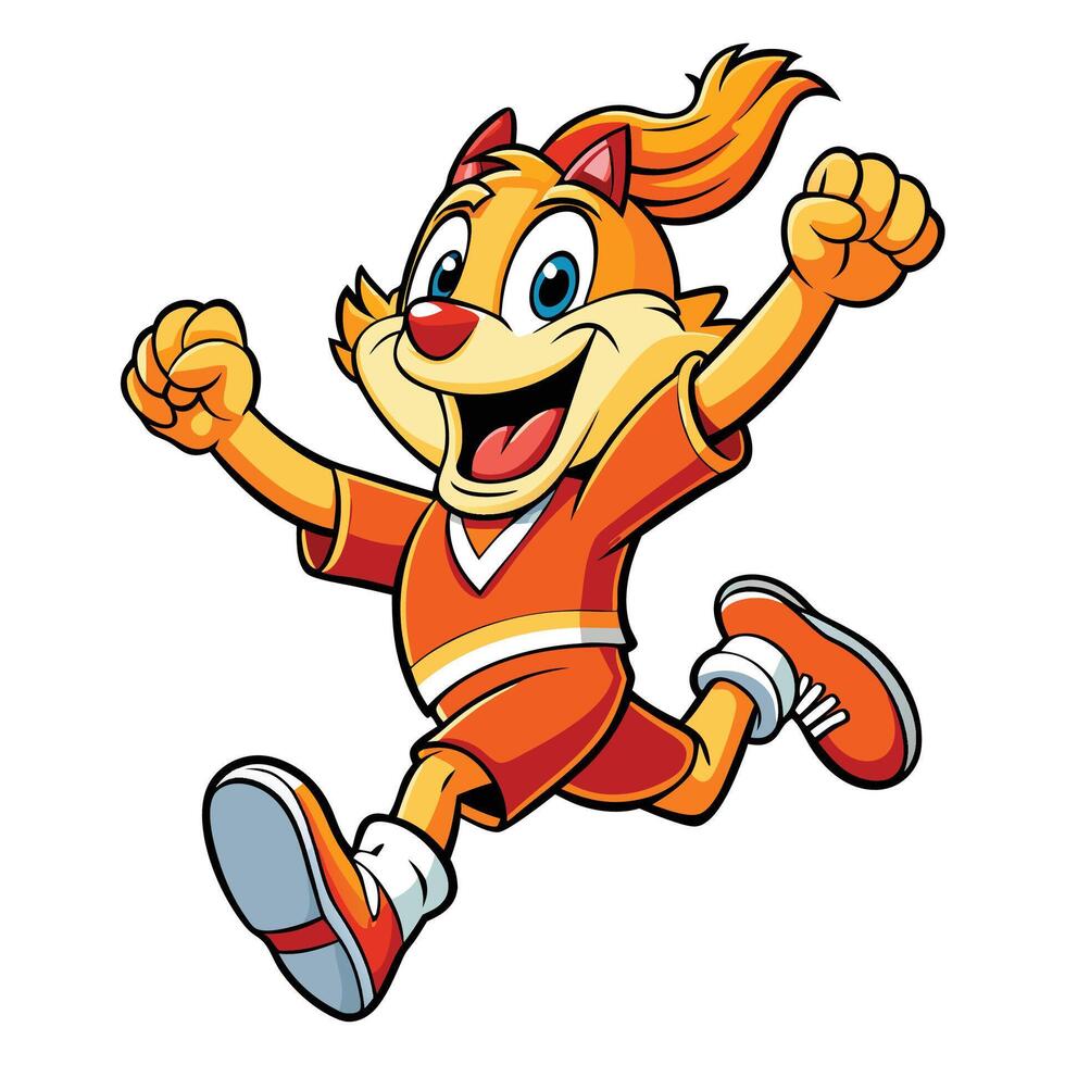 a cartoon cat running with his arms outstretched vector
