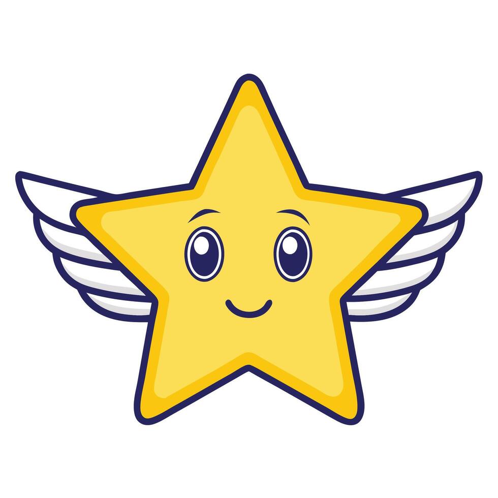 a cartoon star with wings and a smile vector