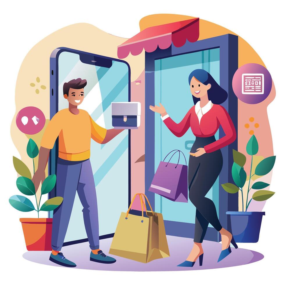 Mobile delivery of shopping bags to a store vector