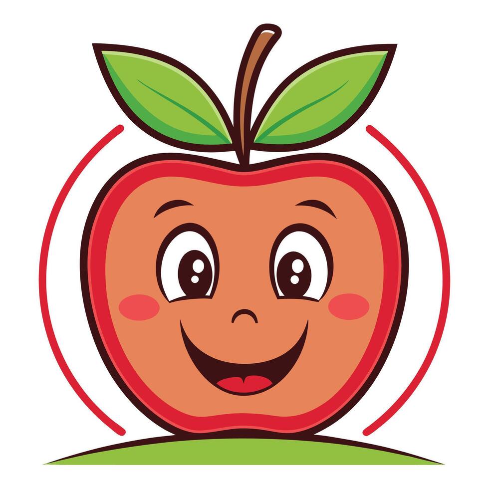apple with happy face illustration vector