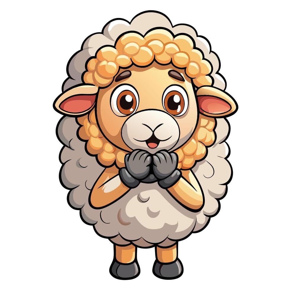 cute sheep cartoon character background illustration vector
