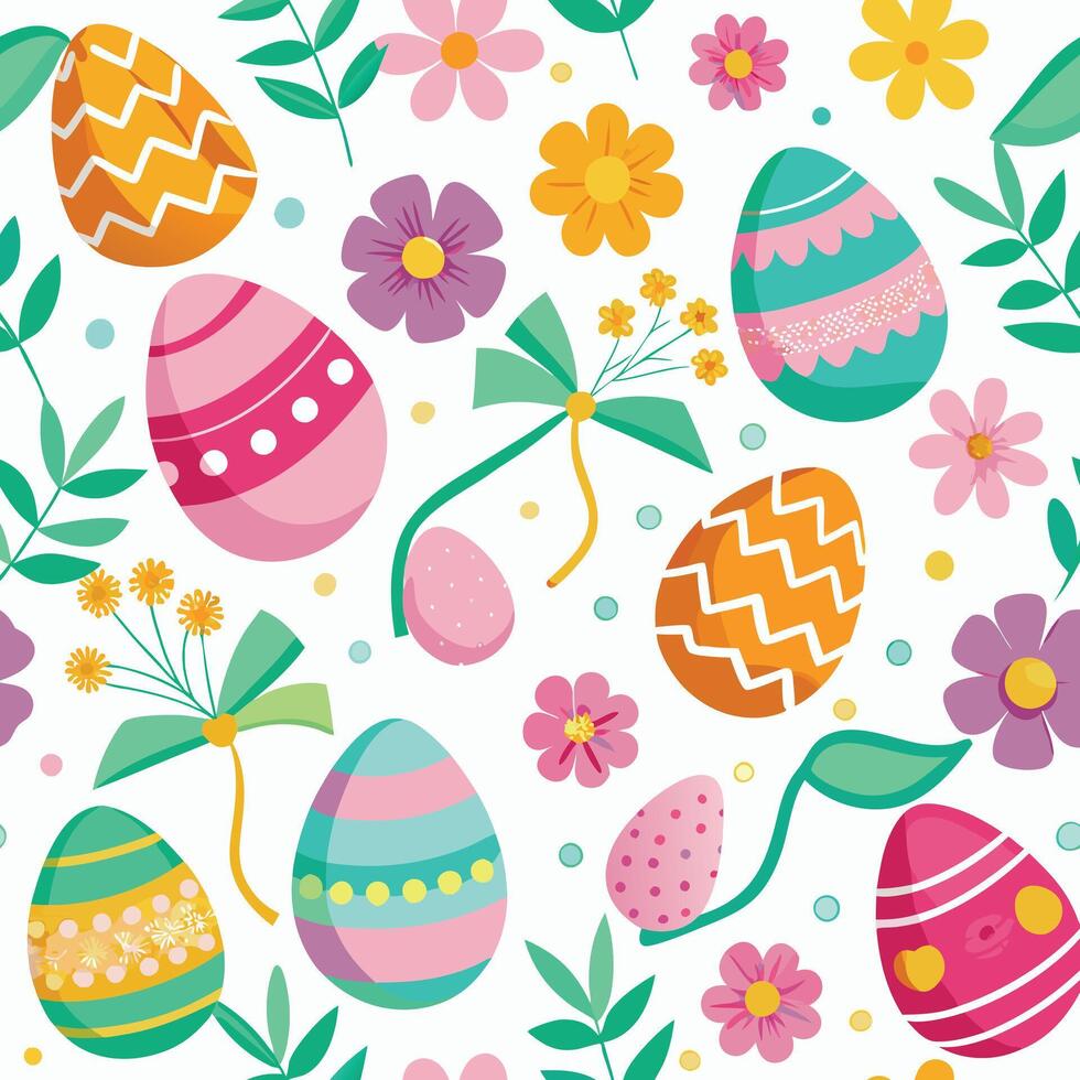Easter Egg and Flower Pattern vector