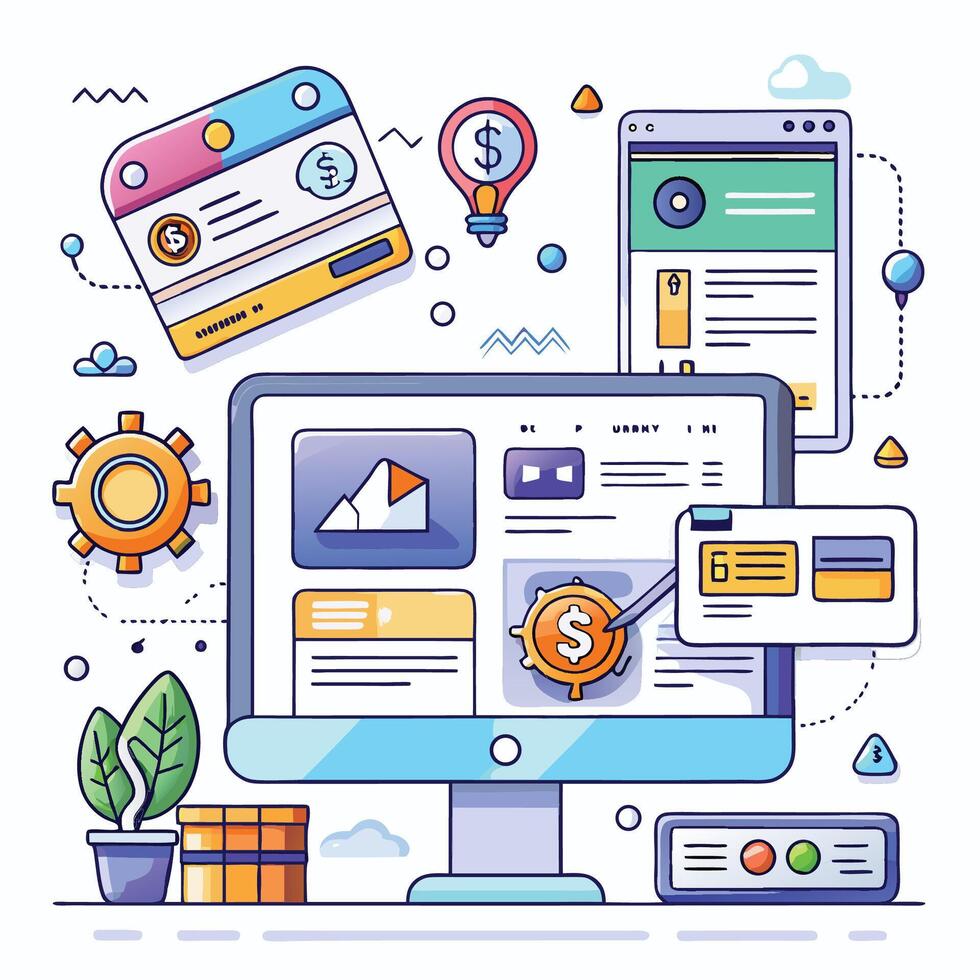 web development and design concept illustration vector