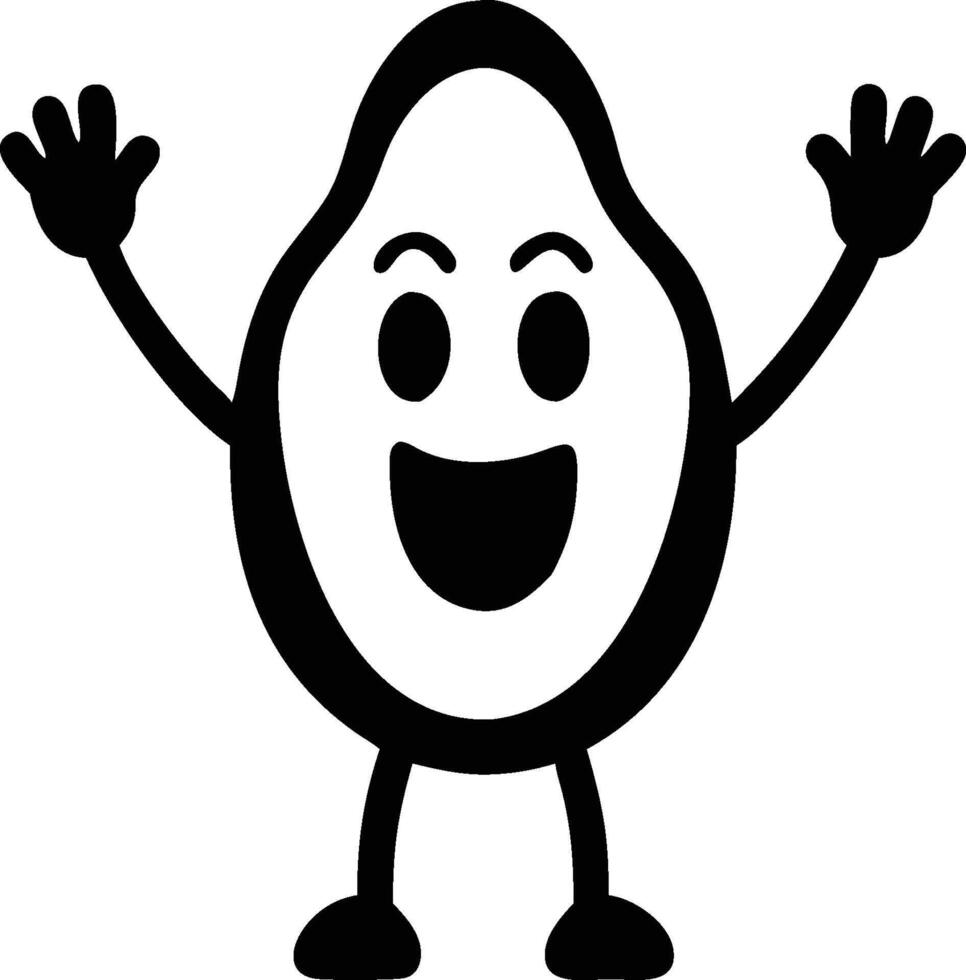 an avocado character with arms up in the air vector