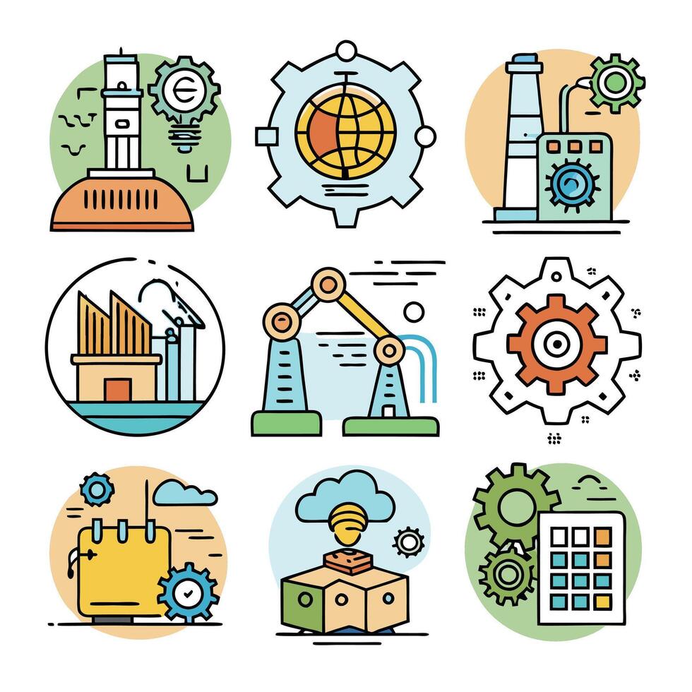 Industrial Automation and Global Connectivity vector