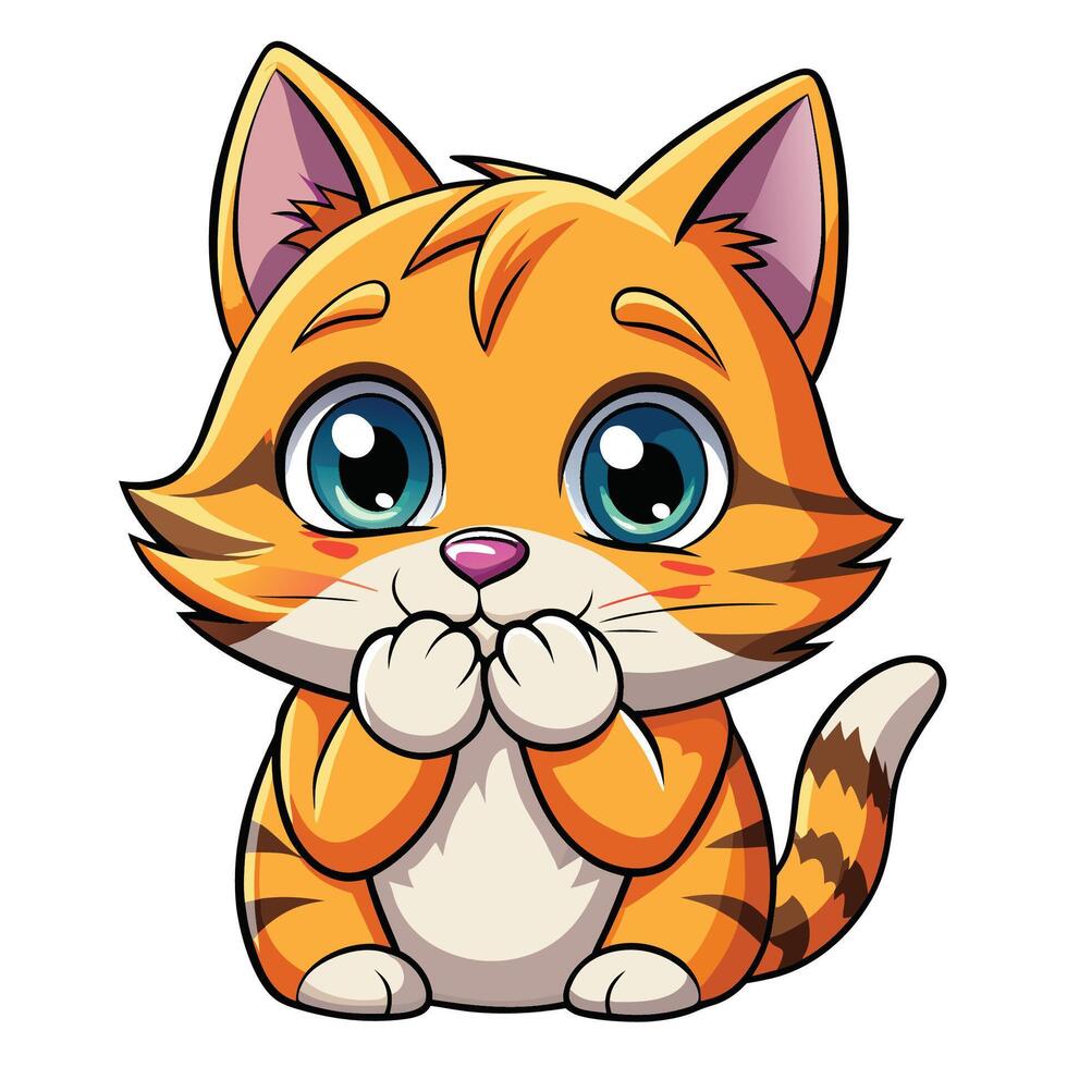 cute cartoon cat with big eyes and big nose vector