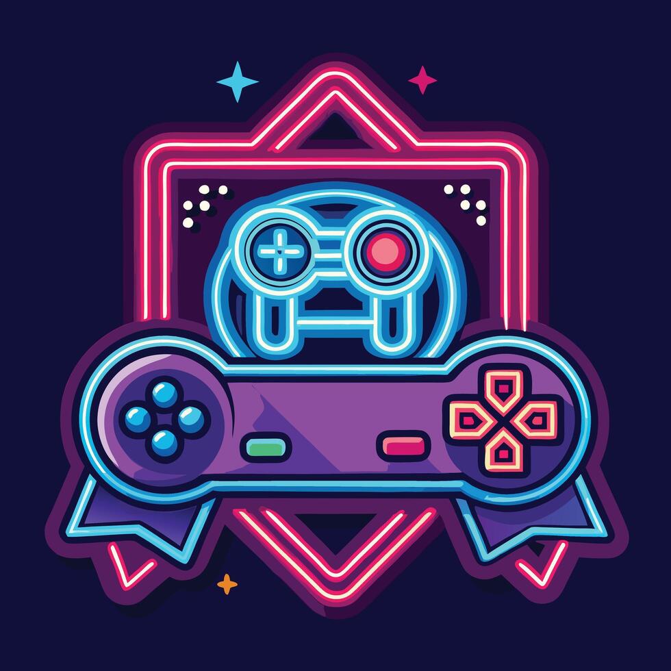 Neon Gaming Controller Award vector