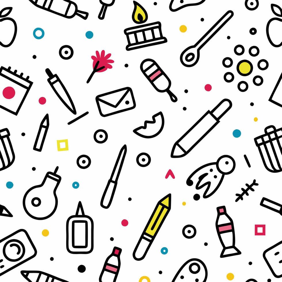 Doodle pattern of various everyday objects vector