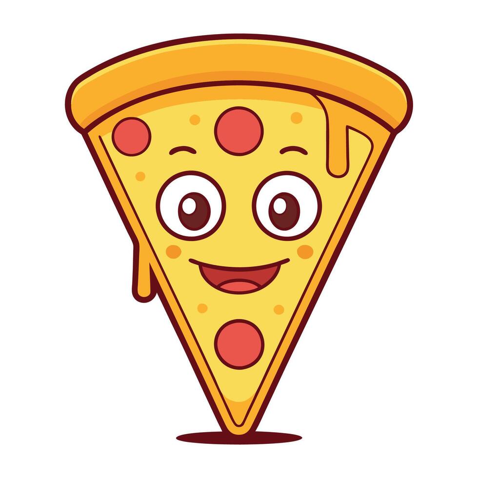 a slice of pizza with a smiley face vector