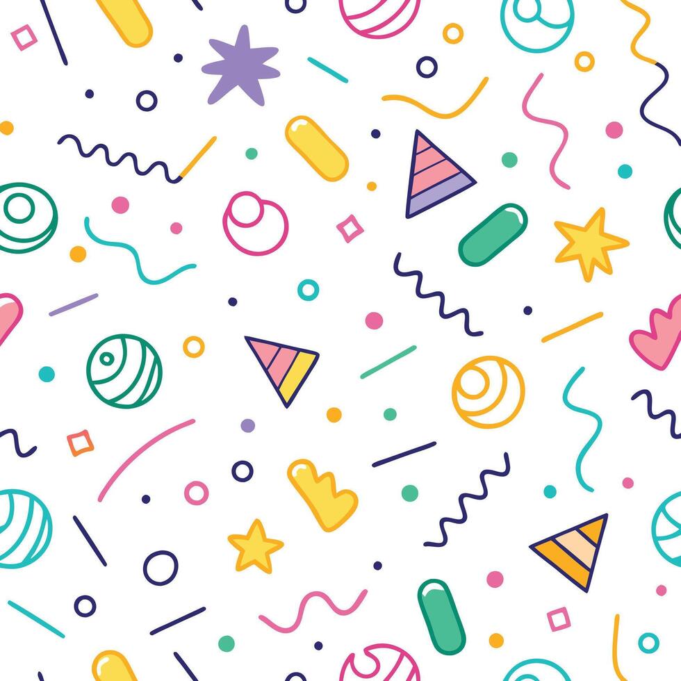 Fun, colorful, abstract shapes pattern vector