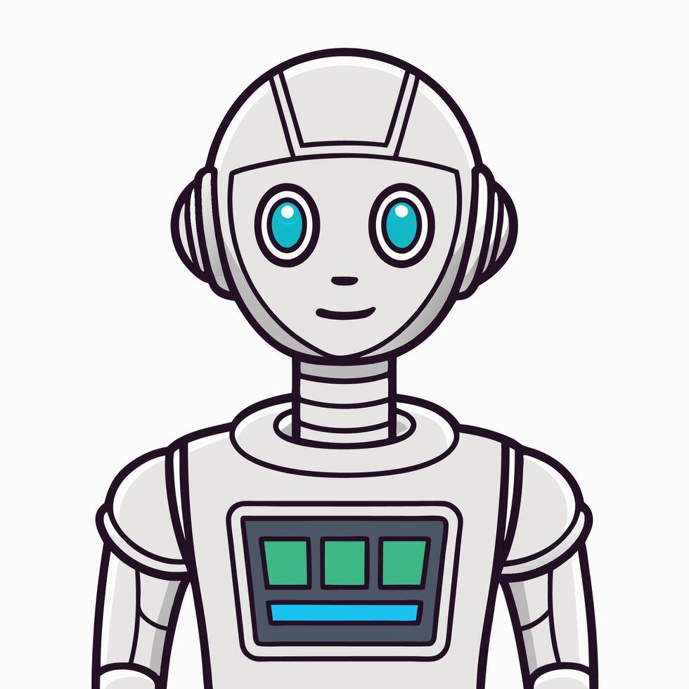 a robot with blue eyes and a white background vector