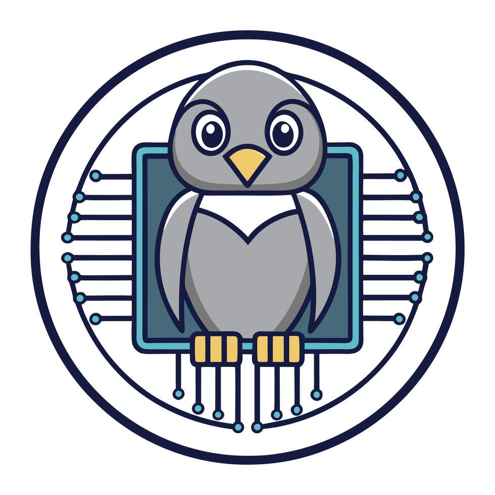 an owl sitting on a circuit board vector