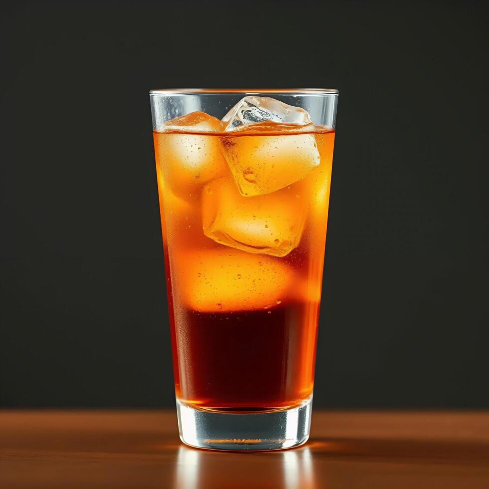 Refreshing Tall Glass of Iced Cold Brew Coffee with Ice Cubes photo