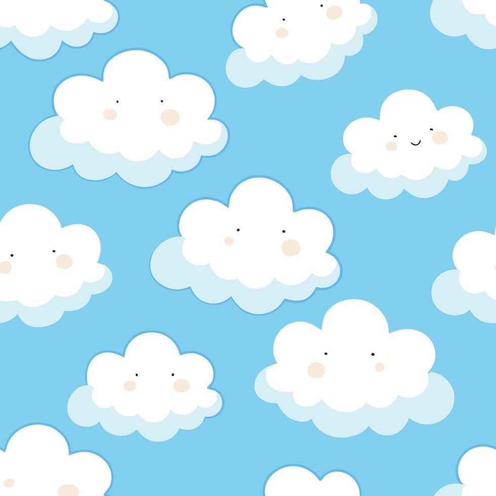 a pattern with clouds on a blue background vector