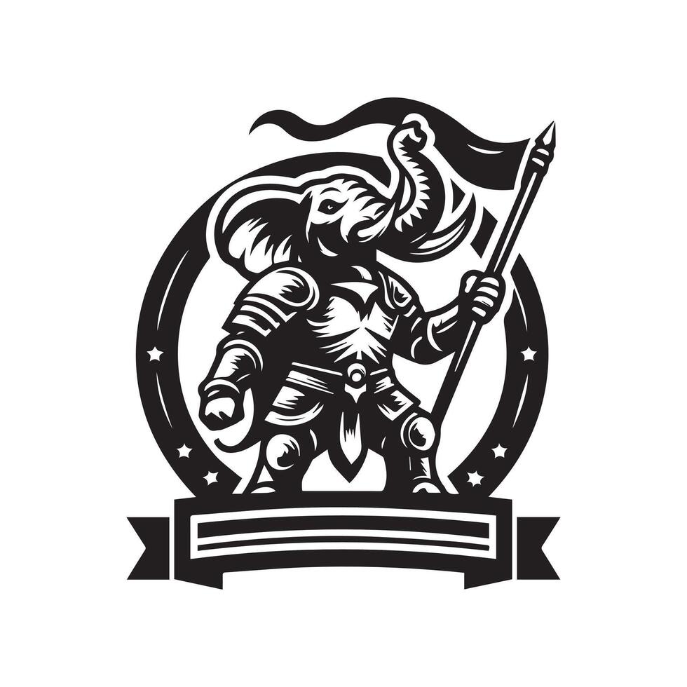 An elephant with a sword and shield vector