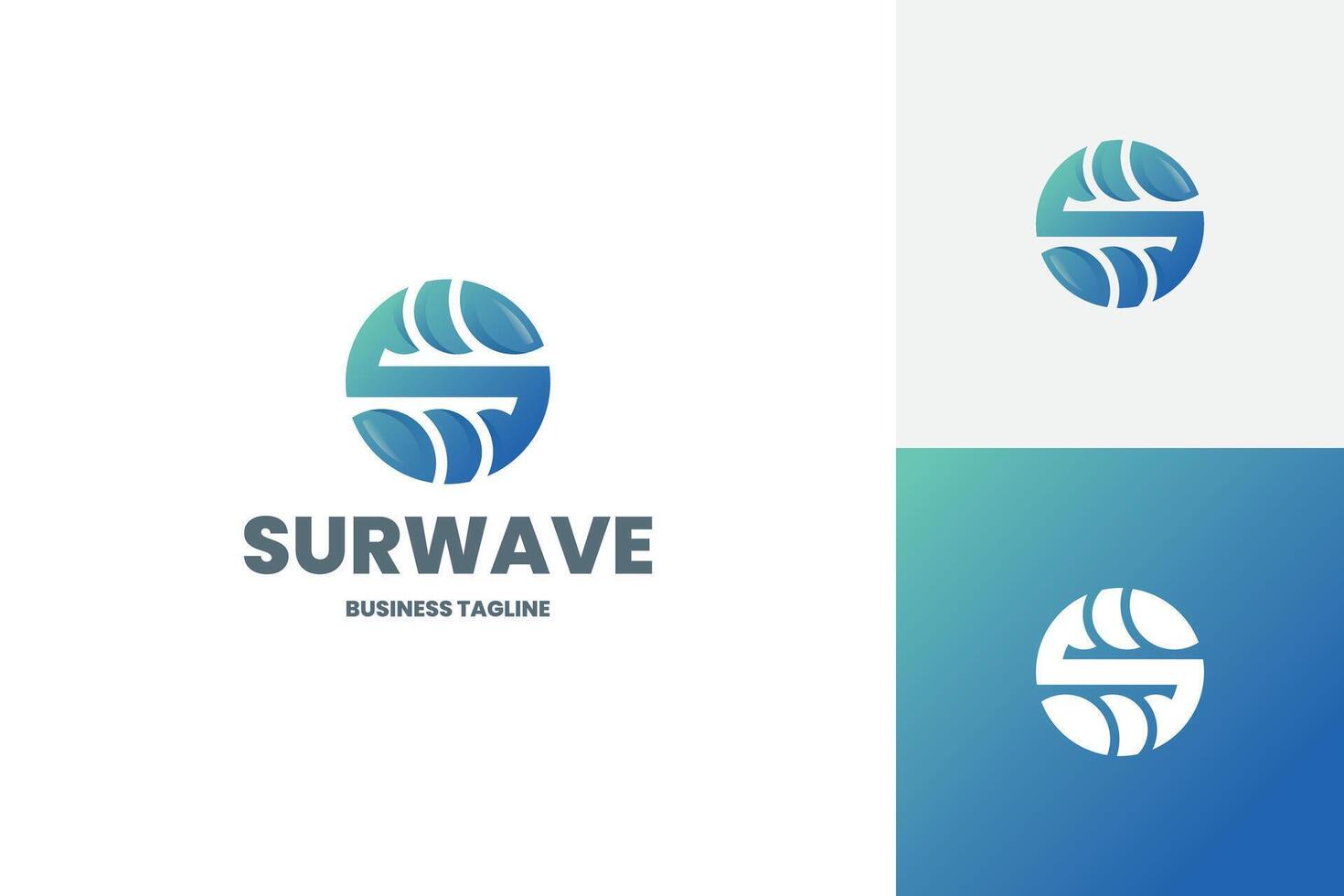 surface wave s letter logo design vector