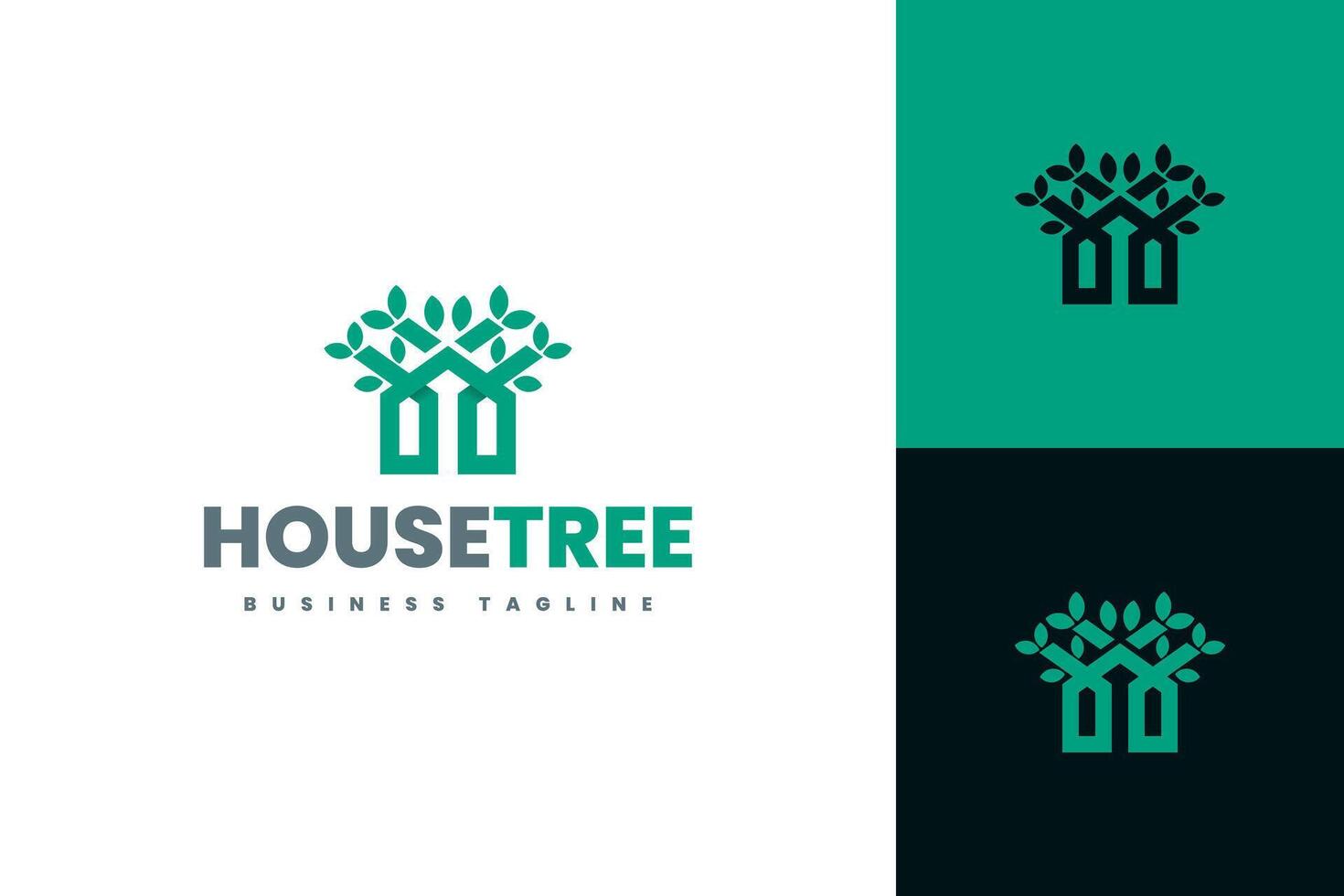 nature house tree logo design vector