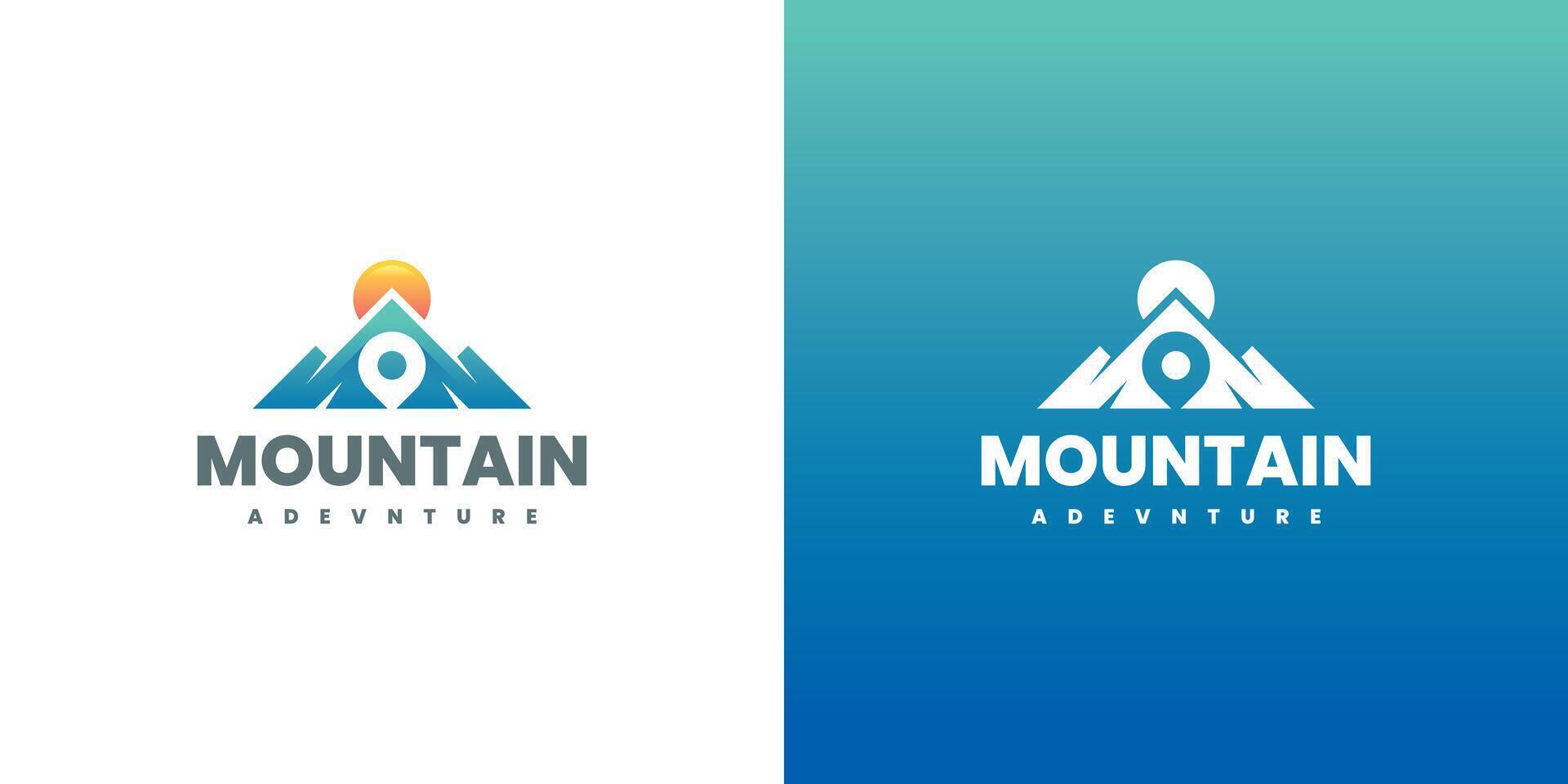 mountain pin location logo design vector