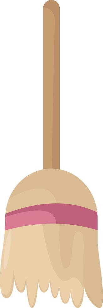 Straw Broom with Handle vector
