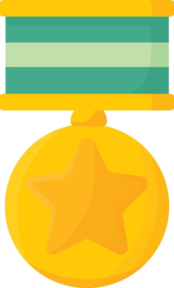 Gold Medal with Green Ribbon vector