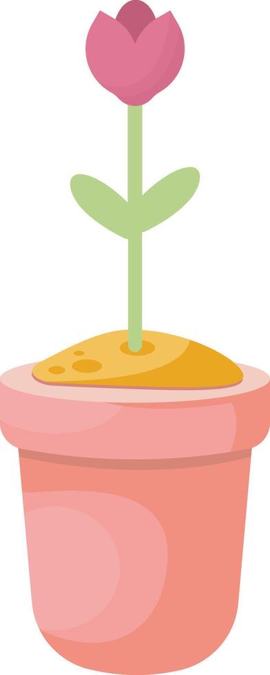 Small Pot with Pink Flower vector