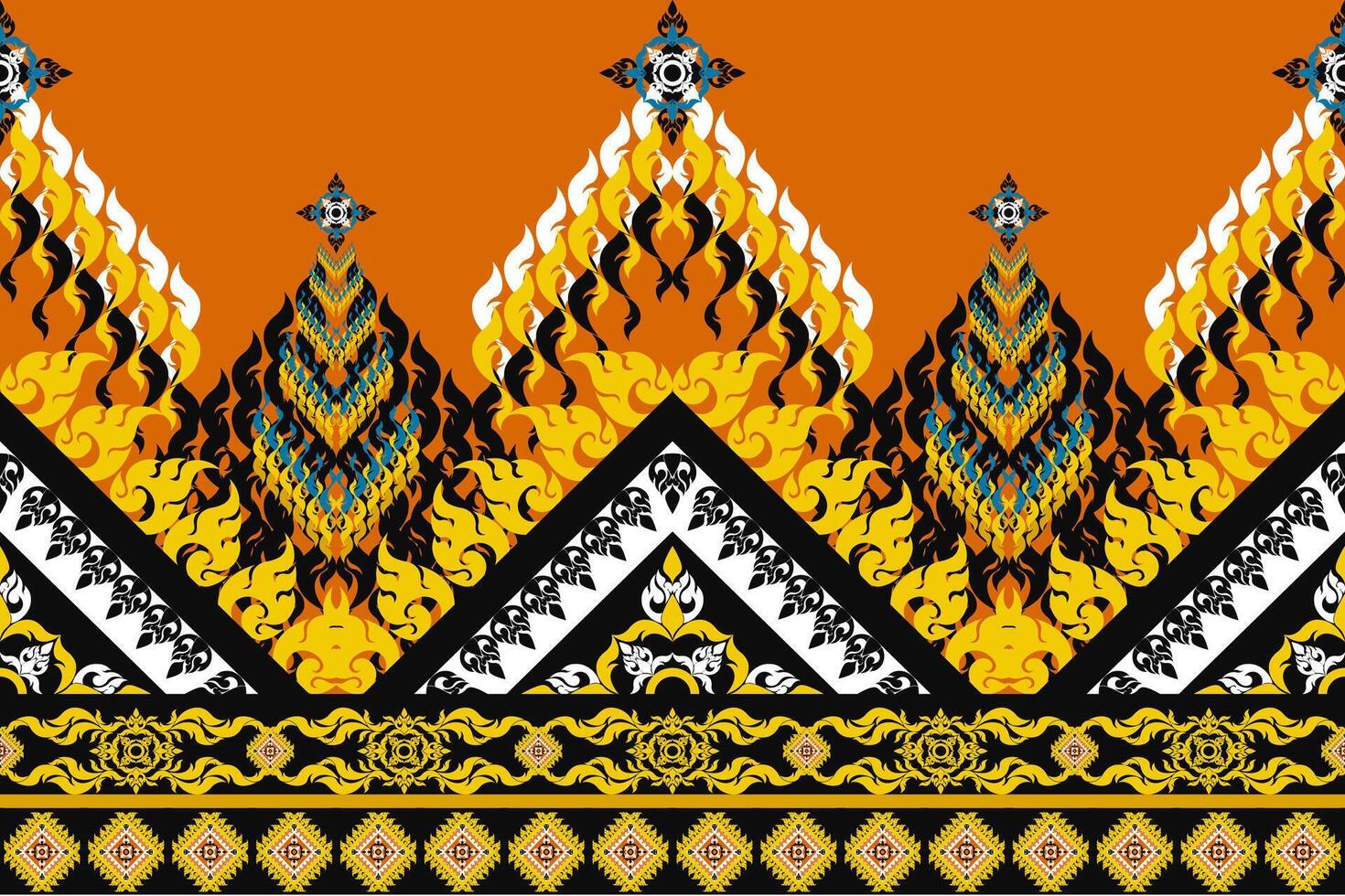Seamless geometric fabric pattern with colorful shapes. vector