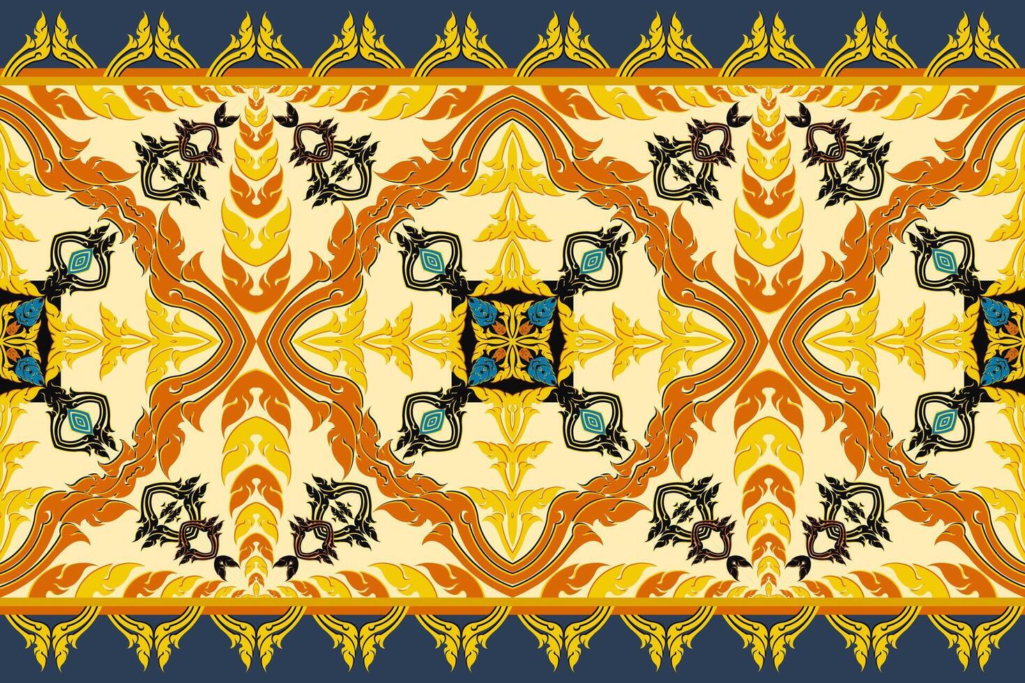 Thai pattern design from geometric shapes used in fabric and carpet patterns. vector