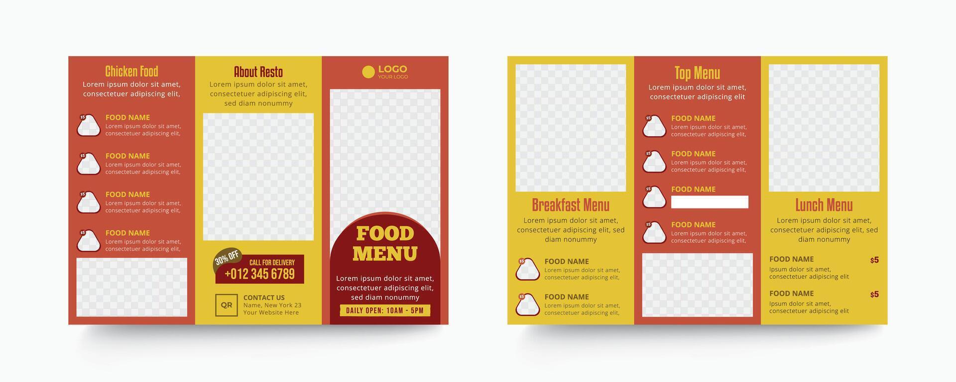 Restaurant trifold brochure menu template vector
