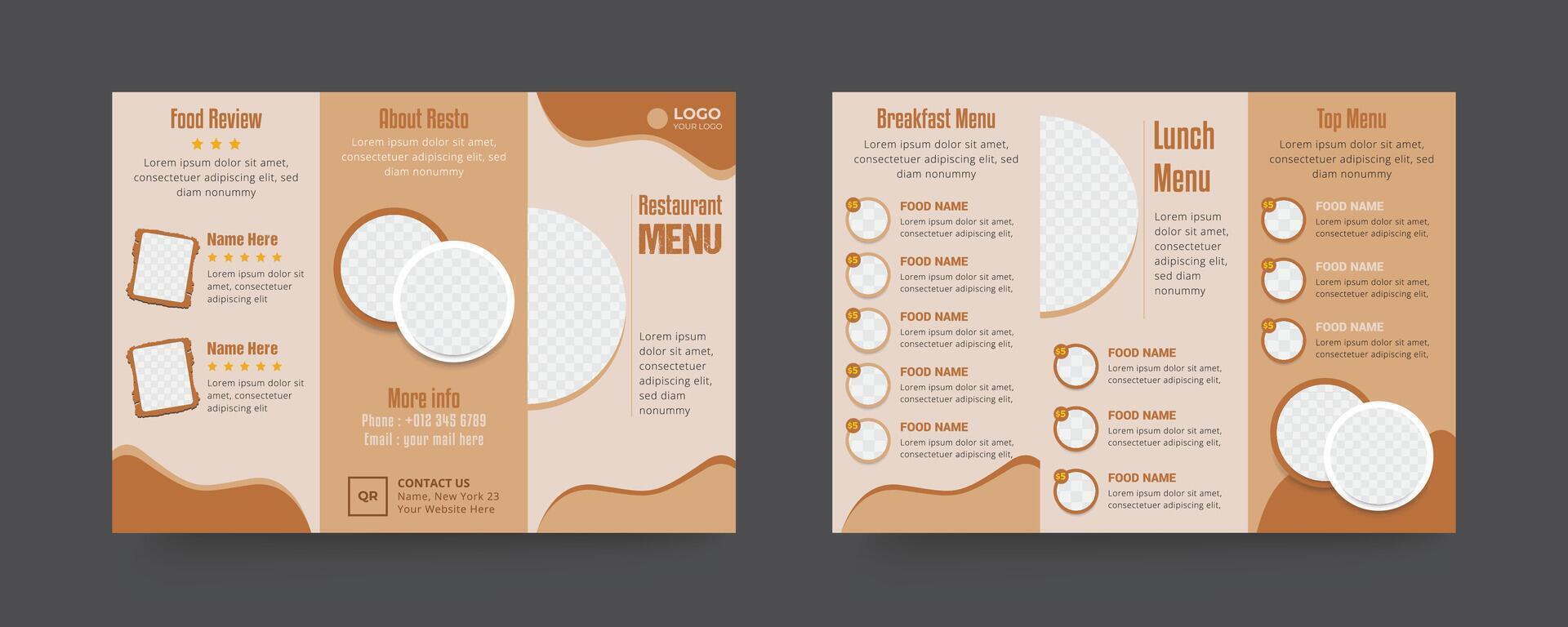 Restaurant Trifold Menu Design Template vector