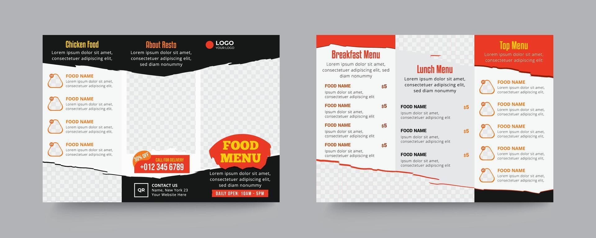 Restaurant trifold brochure menu vector