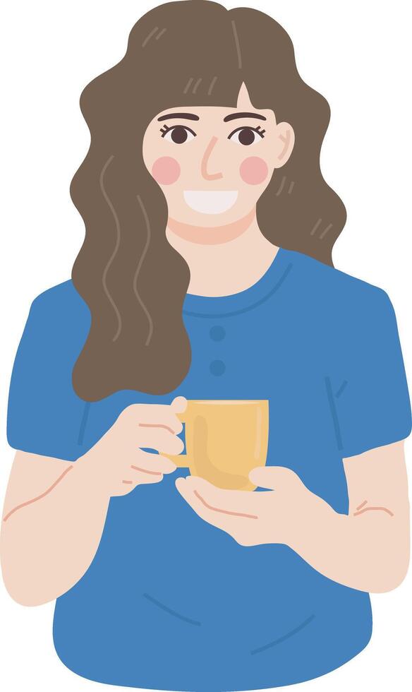 Illustration of Smiling Woman Holding a Cup vector