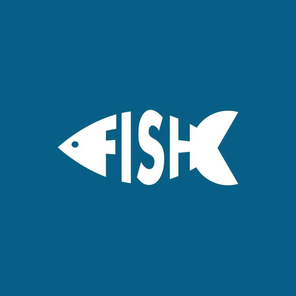 Fish text logo design vector