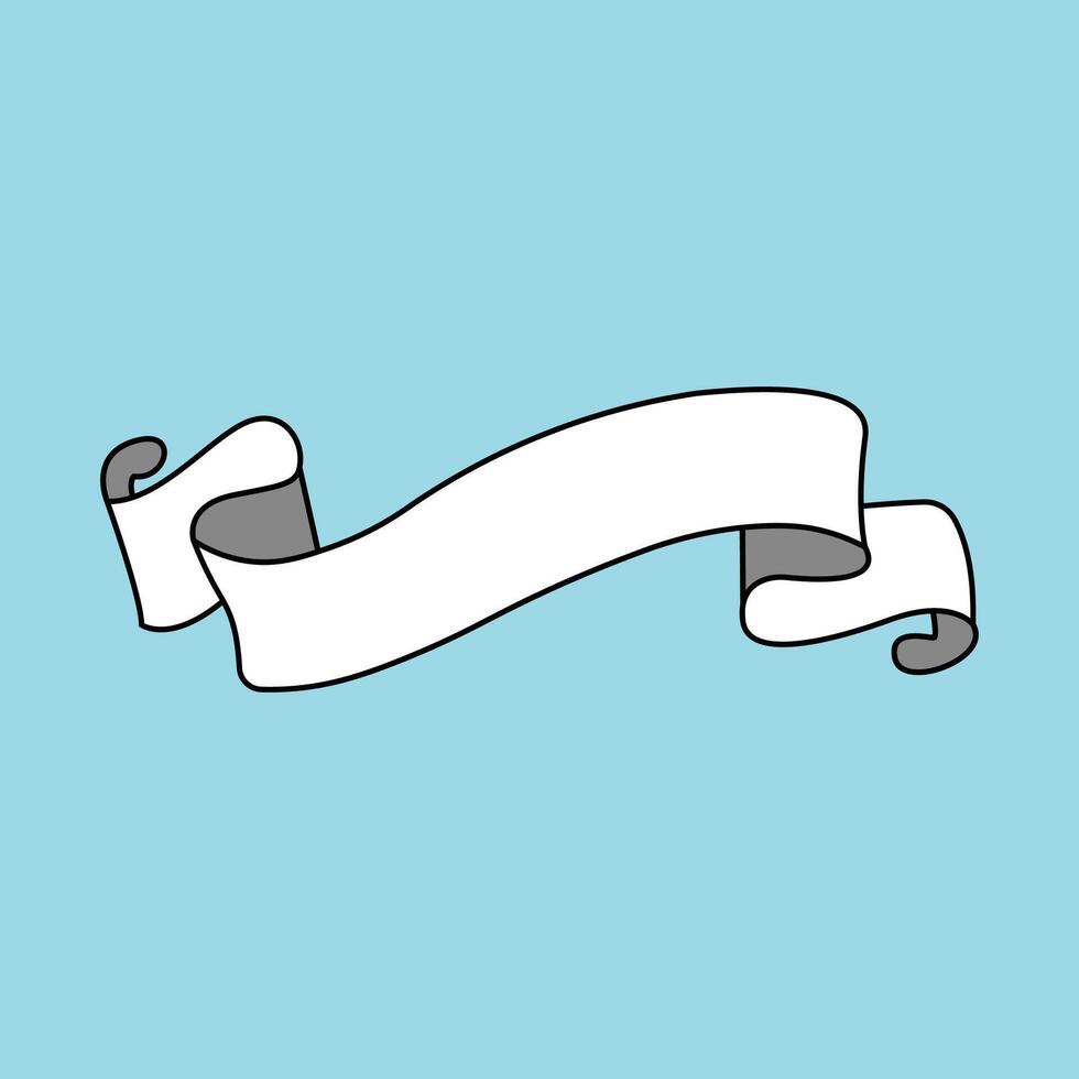 Curved Fold White Ribbon Minimal Retro Banner Silhouette for Labels and Badges vector