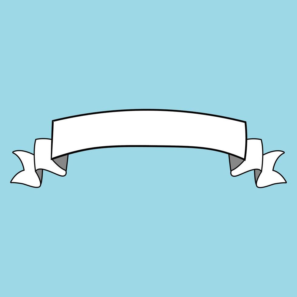 White Folded Scroll Ribbon Retro Silhouette Banner for Labels, Tags, and Emblems vector