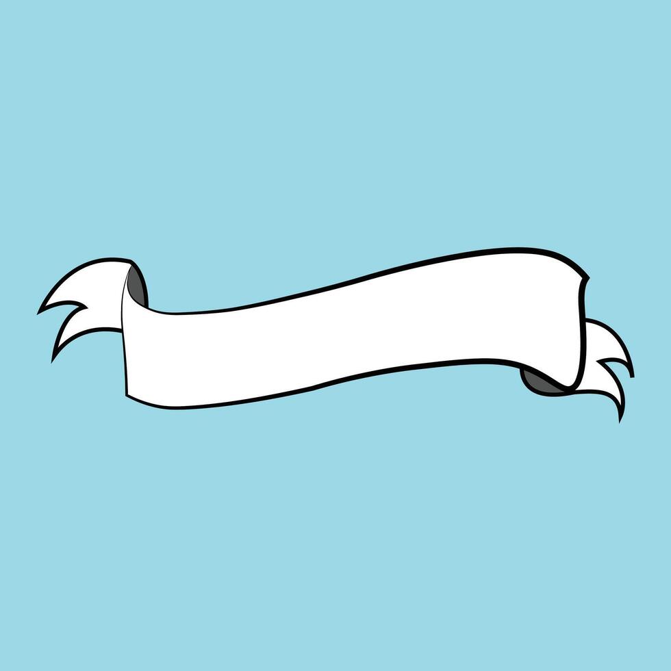 Minimal White Ribbon Banner Flat Retro Scroll Silhouette for Modern Labels vector